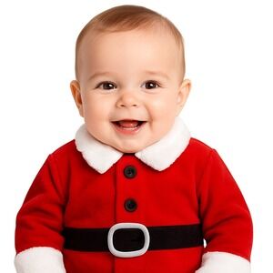 Carters Santa Costume Top Velour‎ 3/6M Red Christmas Holiday Festive Outfit New